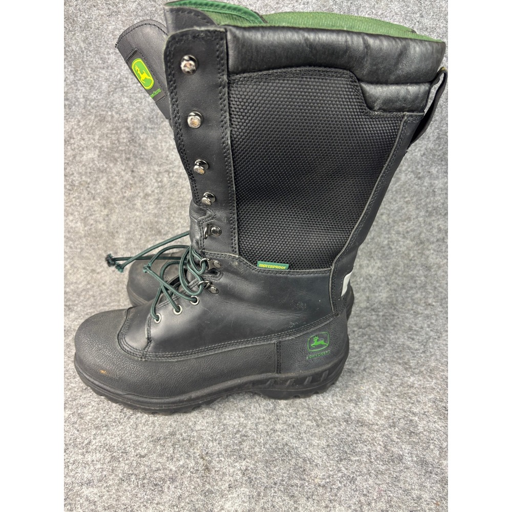 John Deere Logger Boots Mens 9M Black Waterproof‎ Thinsulate Steel Toe JD9620